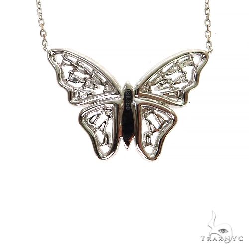 18K Gold Baguette Diamond Butterfly Necklace 68508 - Image 4