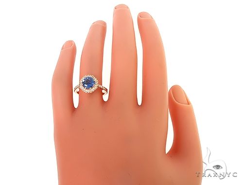 18K Gold Custom Sapphire Diamond Engagement Ring 66305 - Image 6
