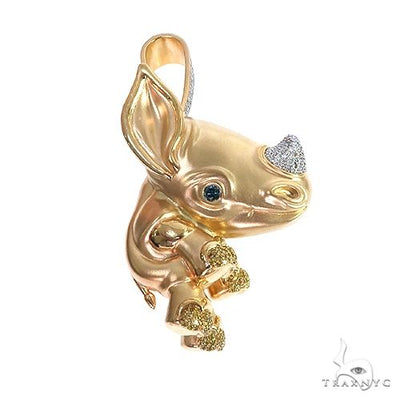 18K Gold Custom Made Baby Rhino Pendant 66589 - Image 1