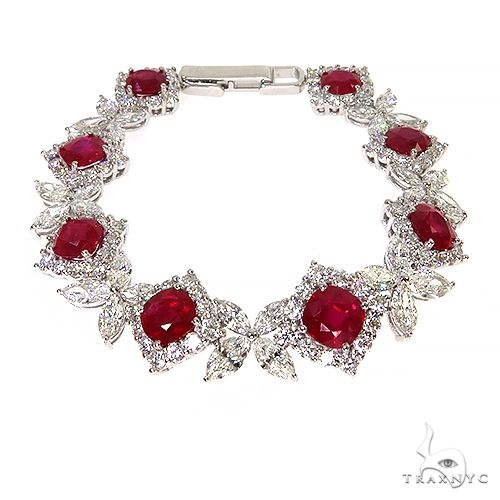 18K Gold Diamond Burma Pigeon Blood Ruby Dubai Bracelet 67695 - Image 3