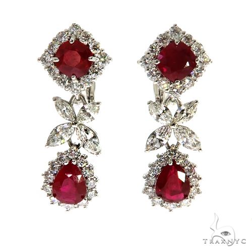 18K Gold Diamond Burma Pigeon Blood Ruby Dubai Earrings 67693 - Image 1
