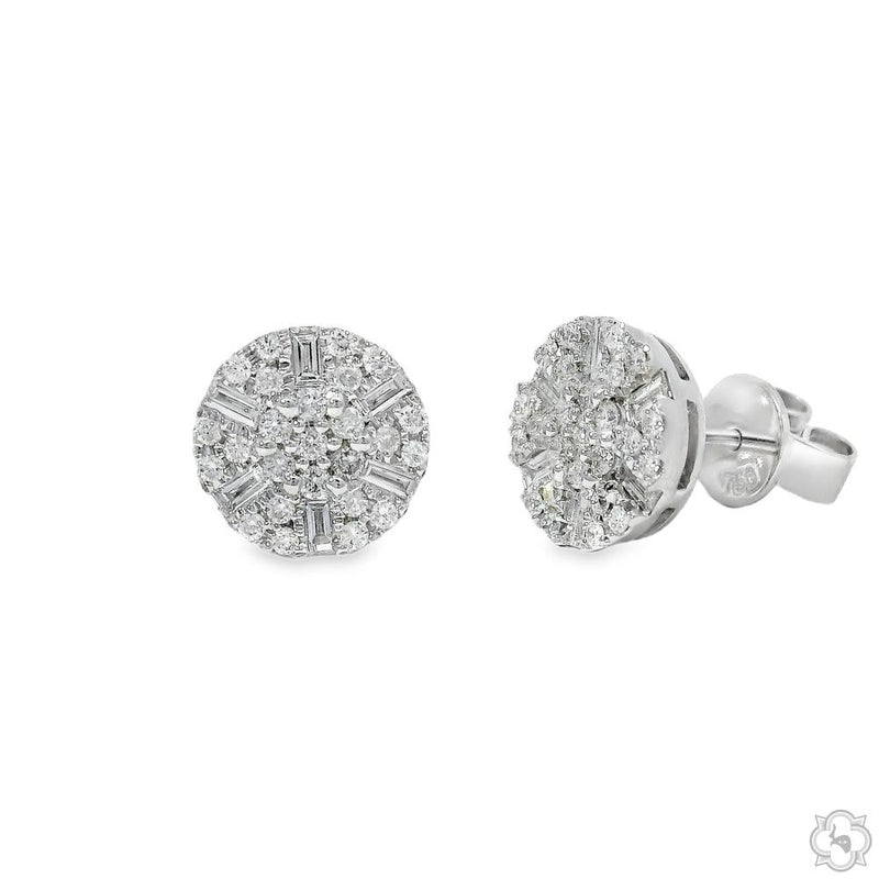 18K Gold Round Diamond Earrings 66807 - Image 6