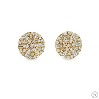 18K Gold Round Diamond Earrings 66807 - Image 1