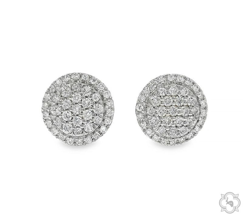 18K Gold Diamond Round Earrings 67019 - Image 5