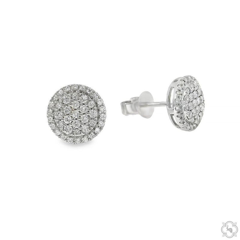 18K Gold Diamond Round Earrings 67019 - Image 6