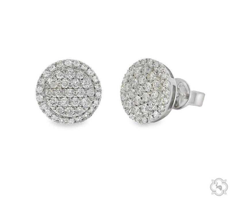 18K Gold Diamond Round Earrings 67019 - Image 7