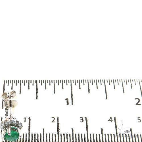 18K Gold Diamond Emerald Stud Earrings 67356 - Image 4