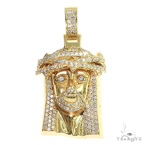 18K Gold Diamond Jesus Pendant 67720 - Image 1