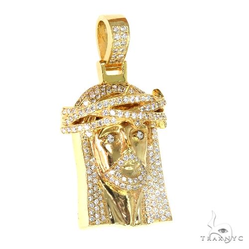 18K Gold Diamond Jesus Pendant 67720 - Image 2