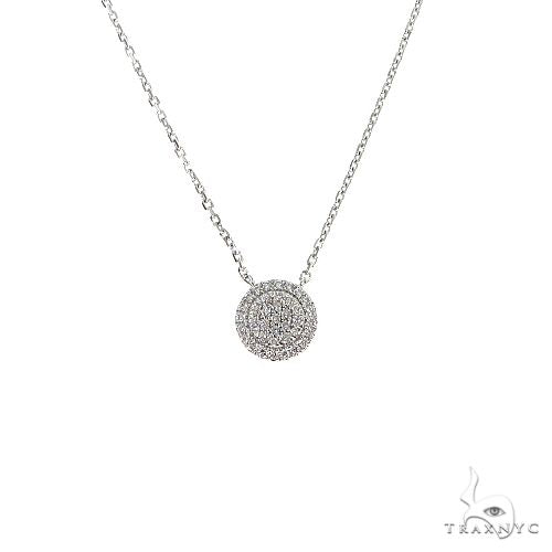 18K Gold Round Diamond Necklace With Adjustable Chain 67033 - Image 1