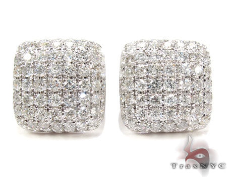 18K Gold Icy Diamond Pillow Earrings 25602 - Image 1
