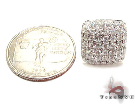 18K Gold Icy Diamond Pillow Earrings 25602 - Image 5