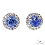 18K Gold Diamond Sapphire Stud Earrings 67354 - Image 1
