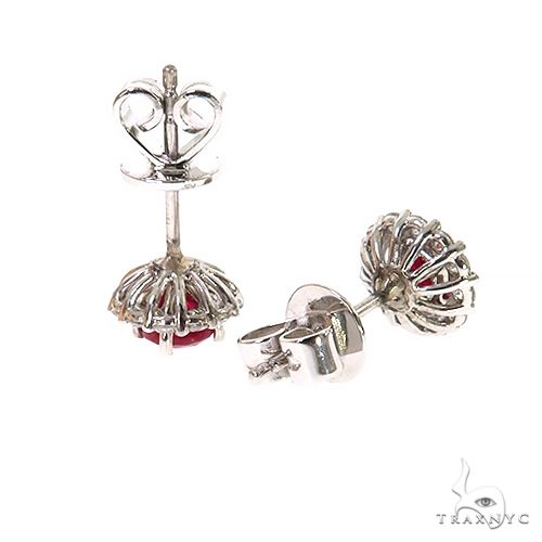 18K Gold Diamond Ruby Stud Earrings 67355 - Image 3