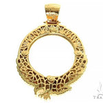 18K Gold Eagle Coin Frame Baguette Diamond Pendant 66361 - Image 3