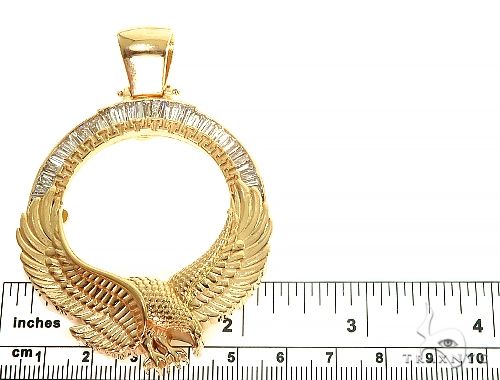 18K Gold Eagle Coin Frame Baguette Diamond Pendant 66361 - Image 8