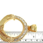 18K Gold Eagle Coin Frame Baguette Diamond Pendant 66361 - Image 9