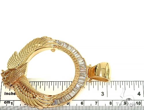 18K Gold Eagle Coin Frame Baguette Diamond Pendant 66361 - Image 9