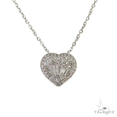 18K Gold Heart Baguette Diamond Necklace 67914 - Image 1