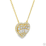 18K Gold Heart Baguette Diamond Necklace 67914