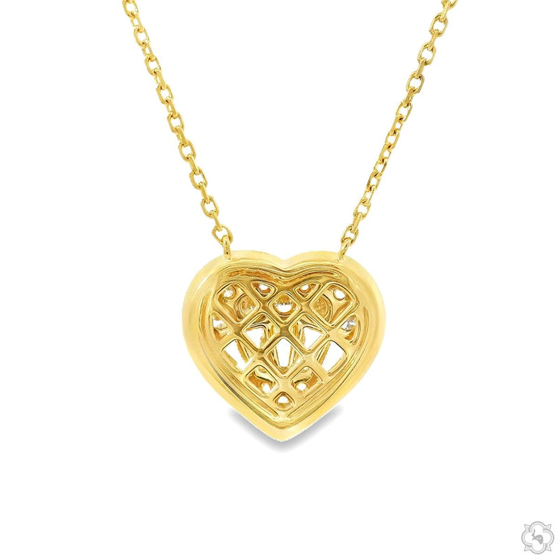 18K Gold Heart Baguette Diamond Necklace 67914