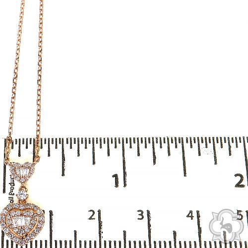 18K Gold Heart Baguette Diamond Necklace 68504 - Image 11