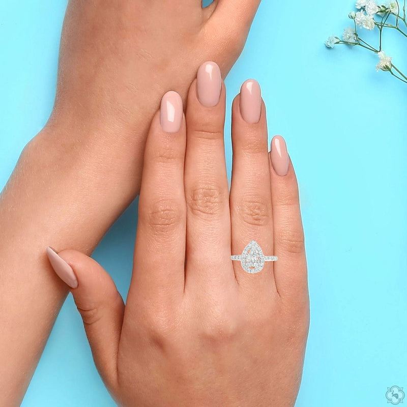 18K Gold Pear Shape Baguette Diamond Engagement Ring 67297 - Image 10