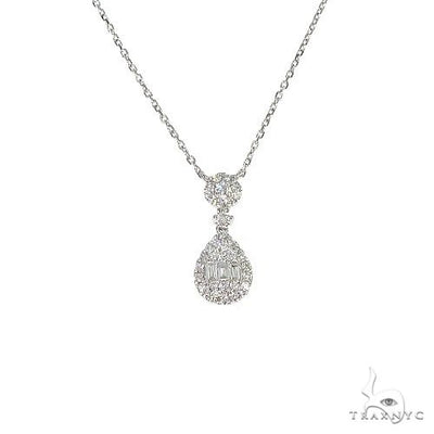 18K Gold Pear-Shaped Baguette Diamond Necklace 67308 - Image 1