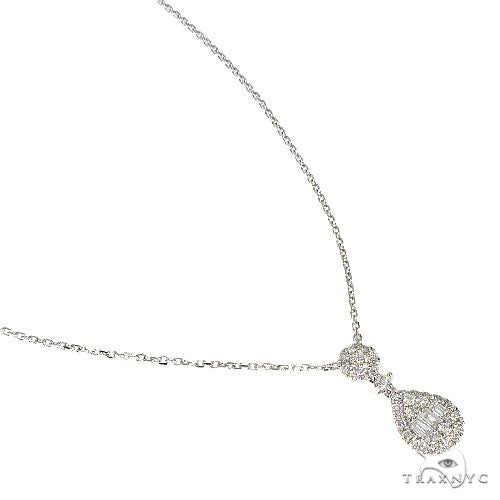 18K Gold Pear-Shaped Baguette Diamond Necklace 67308 - Image 2