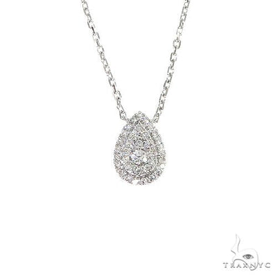18K Gold Pear-Shaped Diamond Necklace With Adjustable Chain 67034 - Image 1