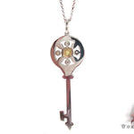 18K Gold Prong Diamond Key Pendant Necklace 32664 - Image 4