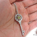 18K Gold Prong Diamond Key Pendant Necklace 32664 - Image 5