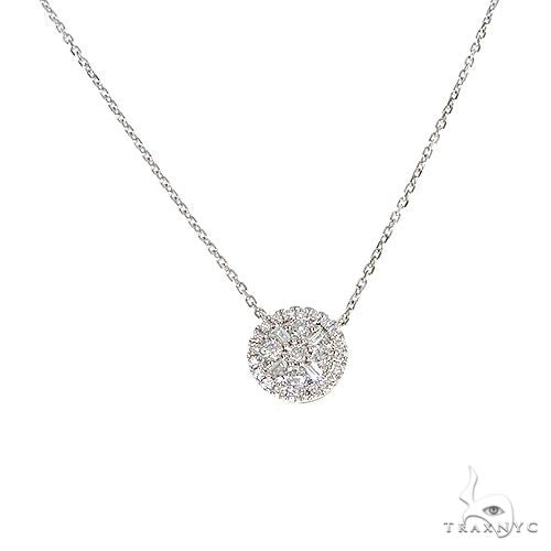 18K Gold Round Diamond Necklace With Adjustable Chain 67310 - Image 1