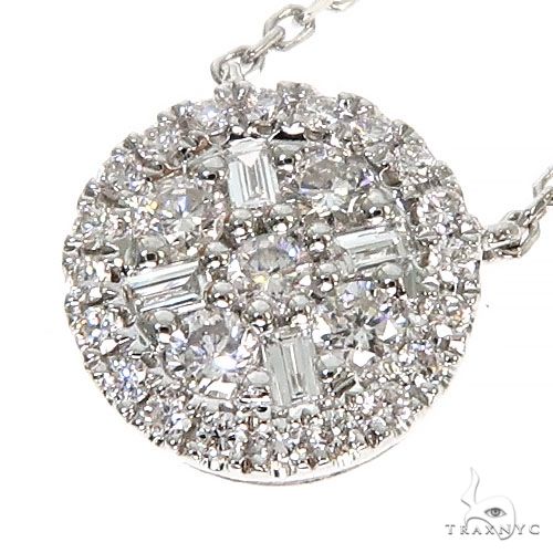 18K Gold Round Diamond Necklace With Adjustable Chain 67310 - Image 3