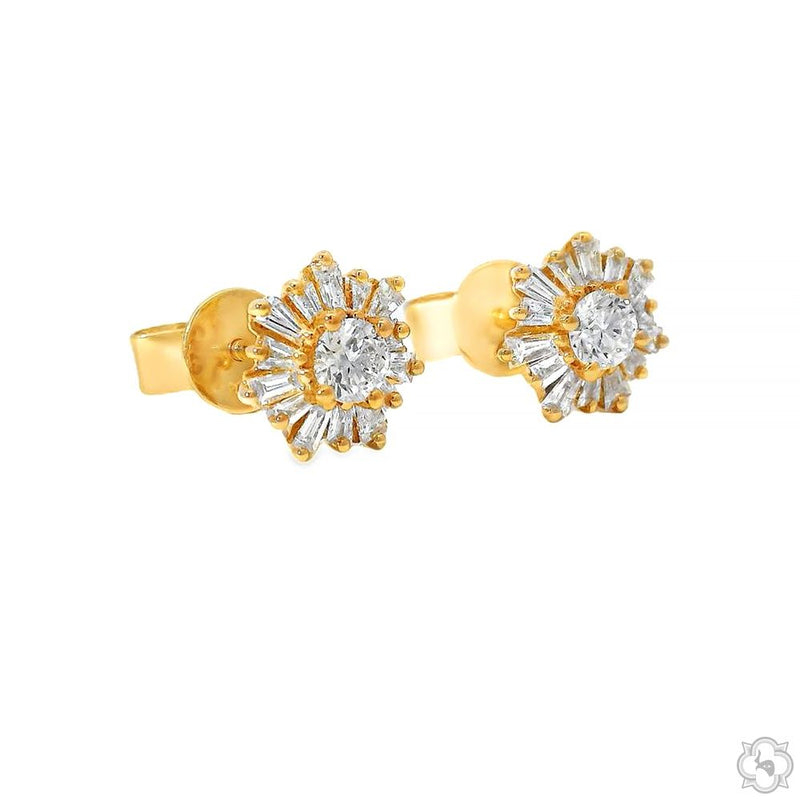 18K Gold Snowflake Diamond Earrings 67021 - Image 3