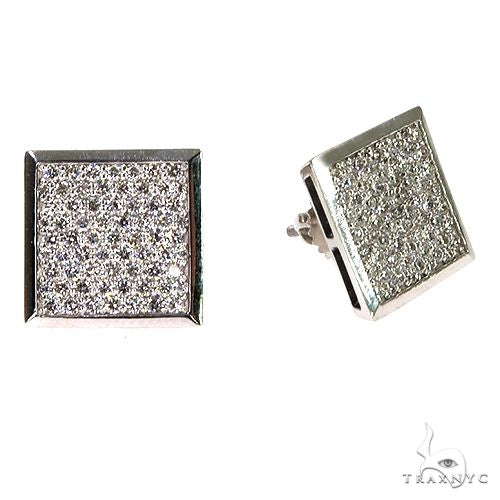 18K Gold Square Diamond Earrings 67911 - Image 2