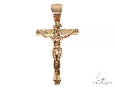 18K Gold Crucifix Jesus Cross Pendant 65742 - Image 1
