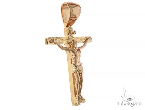 18K Gold Crucifix Jesus Cross Pendant 65742 - Image 2