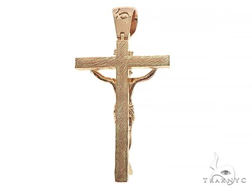 18K Gold Crucifix Jesus Cross Pendant 65742 - Image 3