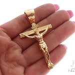 18K Gold Crucifix Jesus Cross Pendant 65742 - Image 5