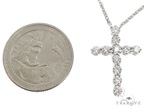 18K White Gold Diamond Cross Pendant with 18 Inch Chain 64630 - Image 6