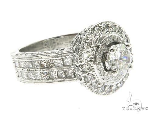 18K White Gold Princess & Channel Engagement Ring 63779 - Image 1