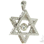 18K White Gold Prong Bezel Diamond Charming Pendant 63996 - Image 1