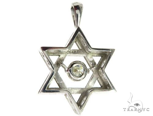 18K White Gold Prong Bezel Diamond Charming Pendant 63996 - Image 3