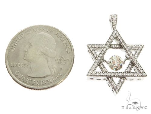 18K White Gold Prong Bezel Diamond Charming Pendant 63996 - Image 4