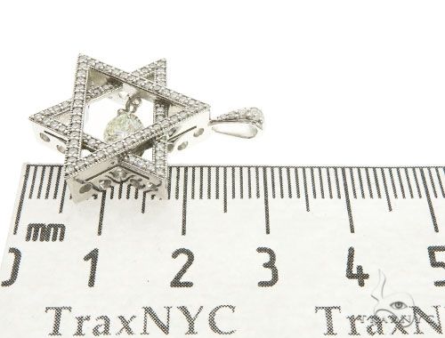 18K White Gold Prong Bezel Diamond Charming Pendant 63996 - Image 5