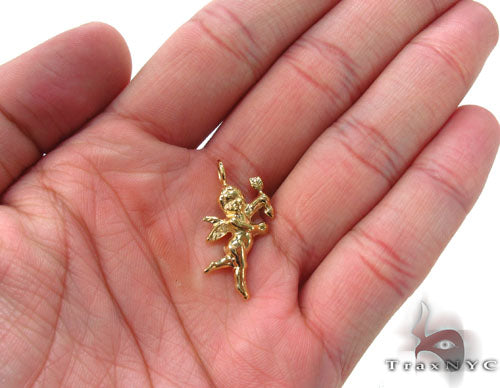 18K Yellow Gold Angel Pendant 34382 - Image 6