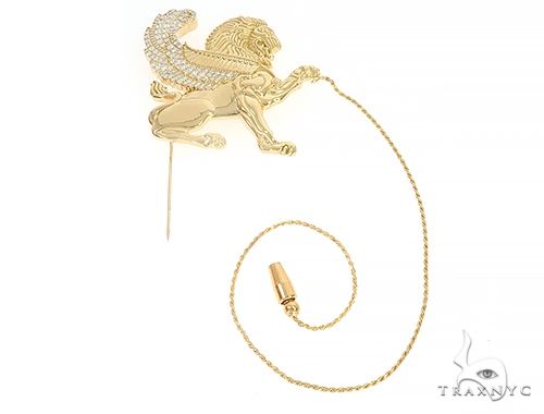 18K Yellow Gold Custom Brooch 65129 - Image 7