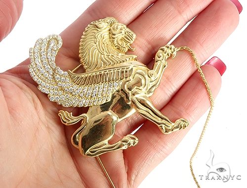 18K Yellow Gold Custom Brooch 65129 - Image 9