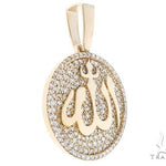 18K Yellow Gold Custom Diamond Allah Islam Pendant 65407 - Image 2